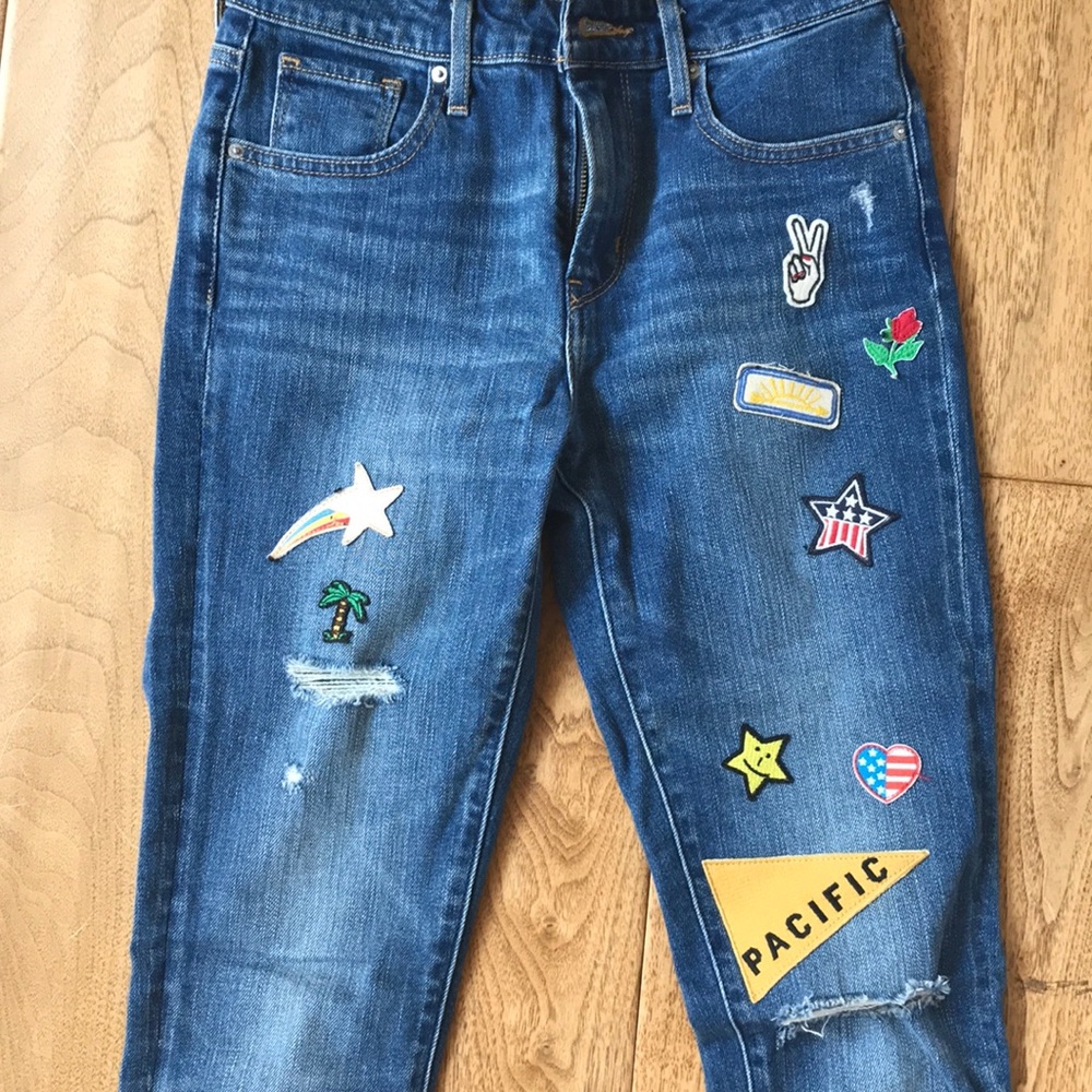 Levi skinny jeans with patches